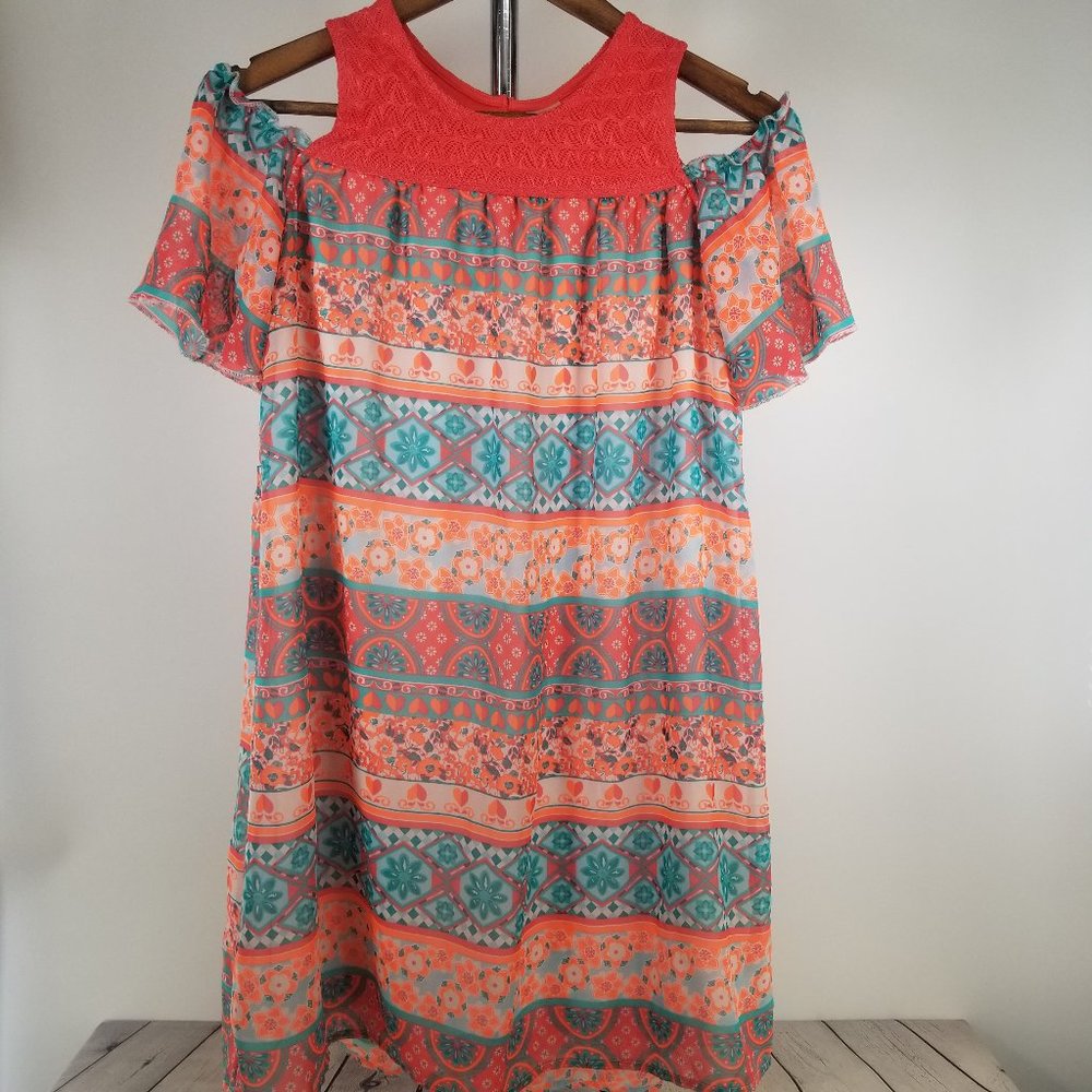 🌵 Wonder Nation Salmon & Coral Floral Dress XL